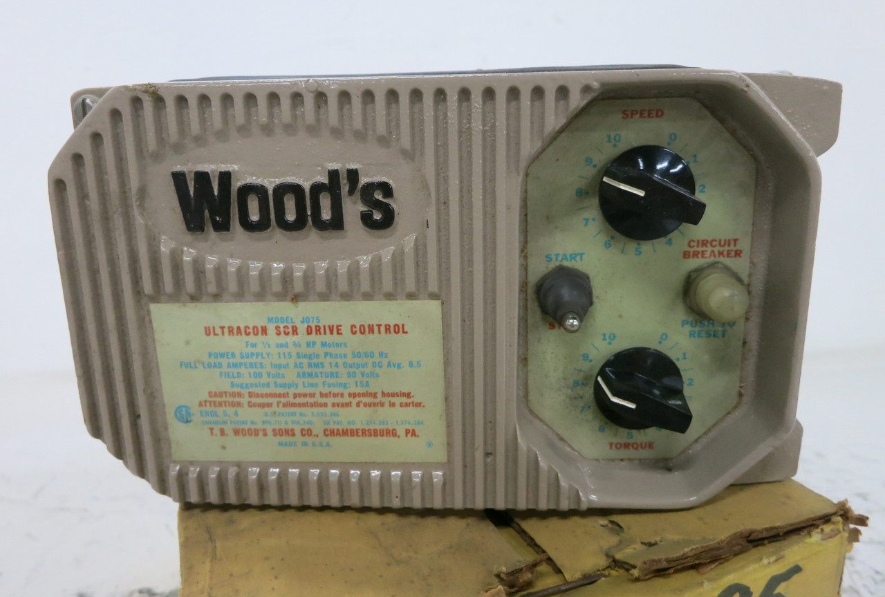 NEW TB Wood's Model J075 Ultracon SCR DC Drive Control 0.5 / 0.75 HP 115V J-075 (DW7622-1)