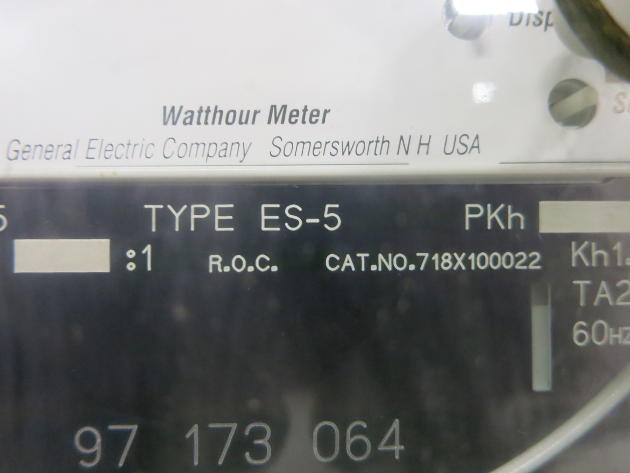 GE Type ES-5 718X100022 Electronic Demand Meter Watthour Meter 120V 4W ES5 (DW7626-1)