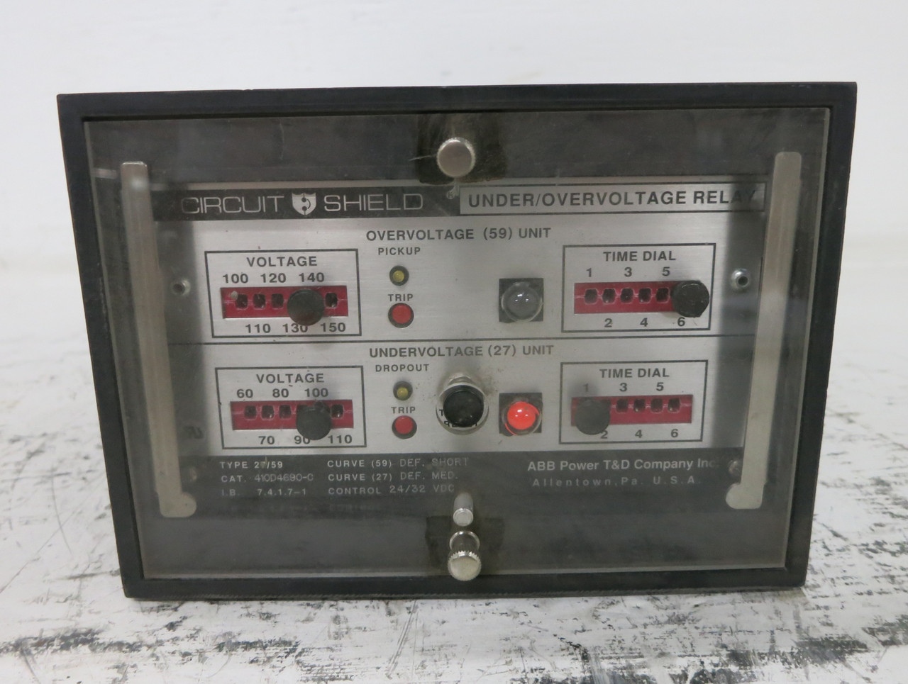 ABB 410D4690-C Circuit Shield Type 27/59 Under/Overvoltage Relay Undervoltage (DW7625-4)