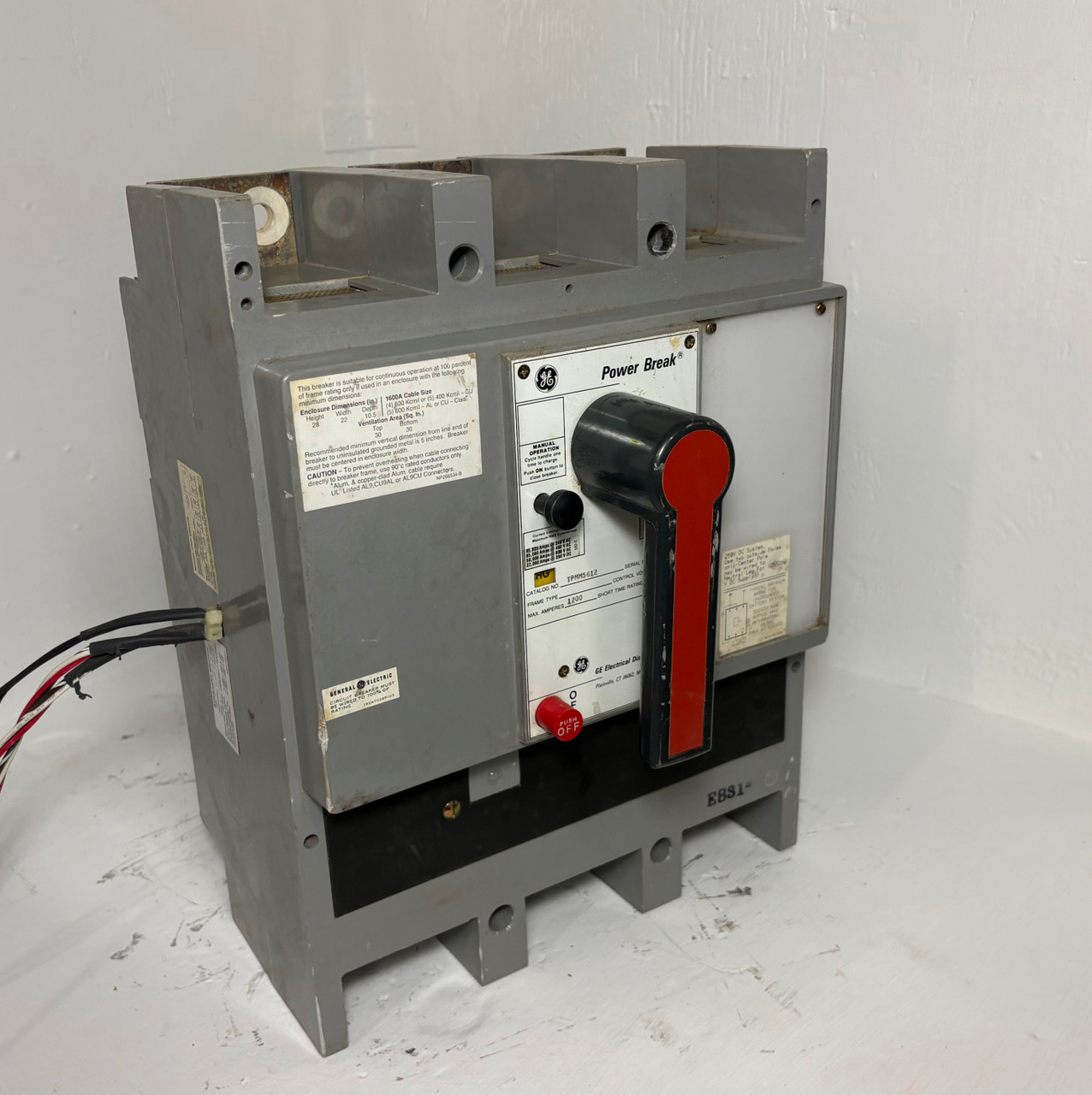 GE TPMM5612 1200A Power Break Circuit Breaker 600V 3P 1200 Amp General Electric (EM5682-4)