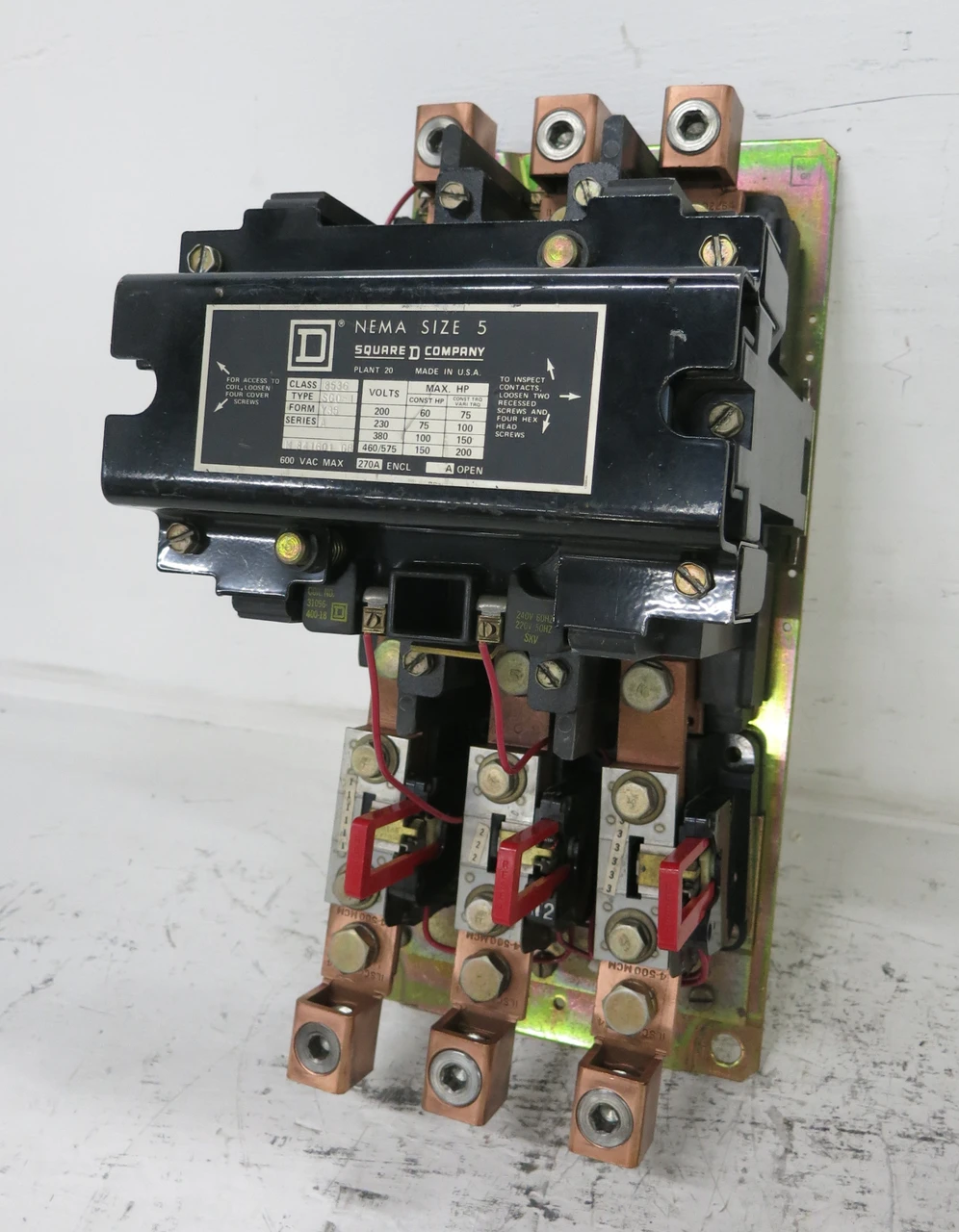 Image of Square D 8536-SG01-Y35 Size 5 Motor Starter 200HP 240V Coil Sz5 600V 8536SGO1