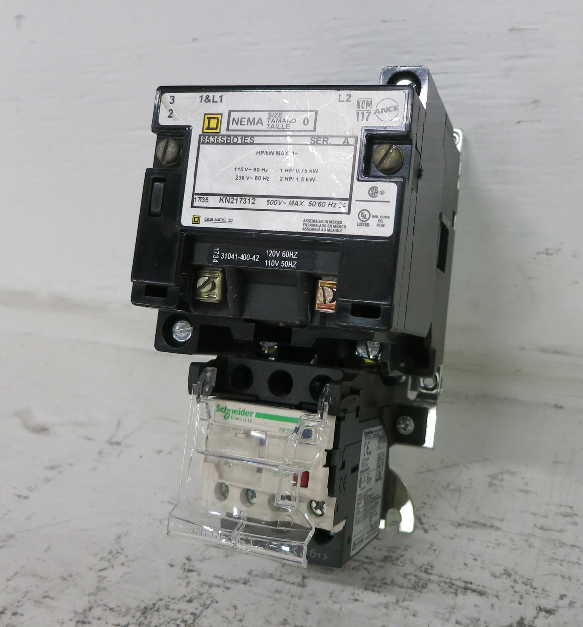 Image of NEW Square D 8536SBO1ES Size 0 Motor Contactor 120V Coil 1.6-2.5 LR3D07L Ovl 2P