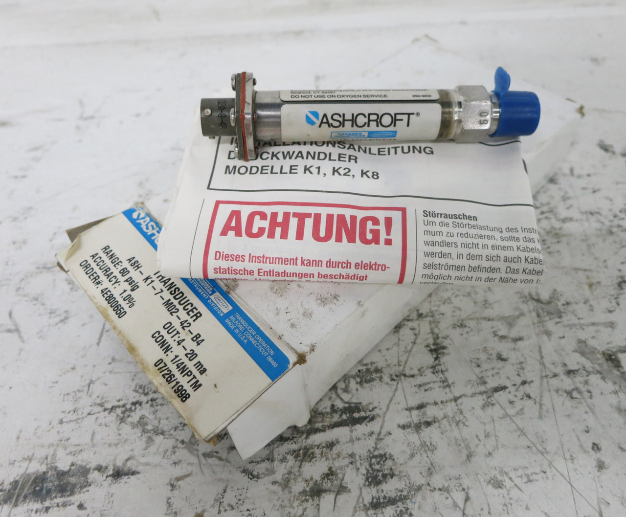 Image of NEW Ashcroft K17M0242B460# Transducer 60 PSIG 4-20 ma 1.0% 1/4 NPTM Dresser