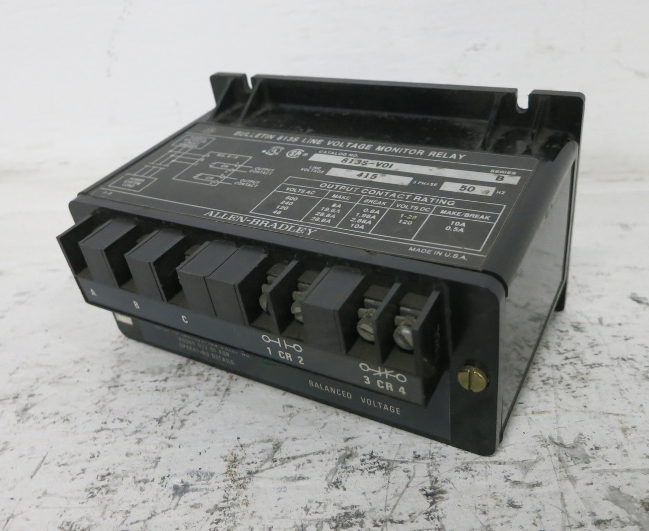 Image of Allen Bradley 813S-VOI Line Voltage Monitor Relay Ser B 415V 813S-V0I 3PH V01