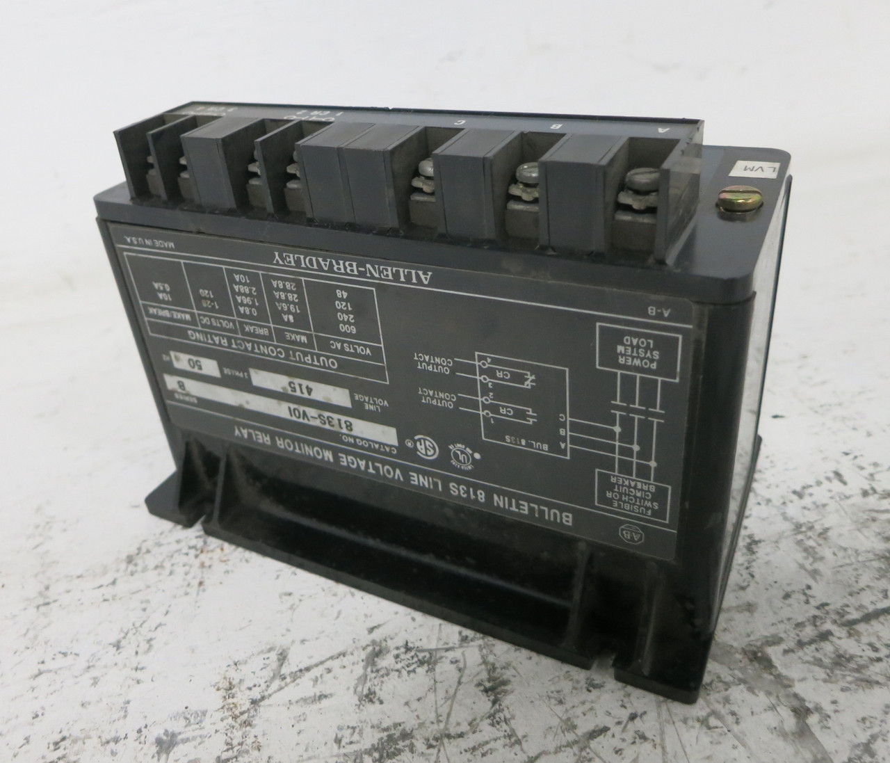 Allen Bradley 813S-VOI Line Voltage Monitor Relay Ser B 415V 813S-V0I 3PH V01 (DW7645-1)