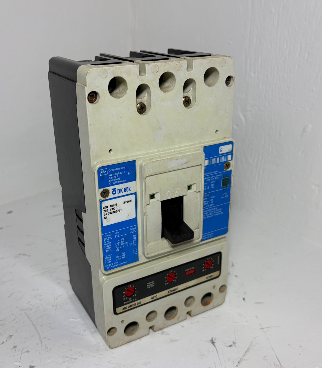 Cutler-Hammer DK3400W 400A Circuit Breaker Glossy Blue w/ 400 Amp Trip 240V 3P (EM5691-1)