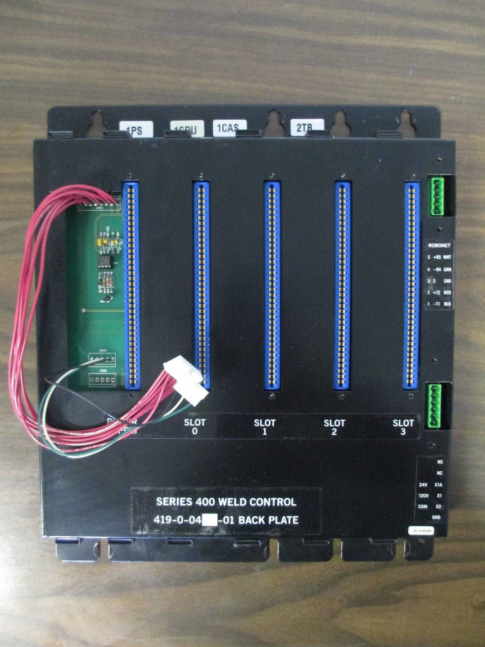 WTC Robotron 4-Slot Back Plate Rack 419-0-0444-01 4190044401 Series 400 Weld (EBI5335-10)