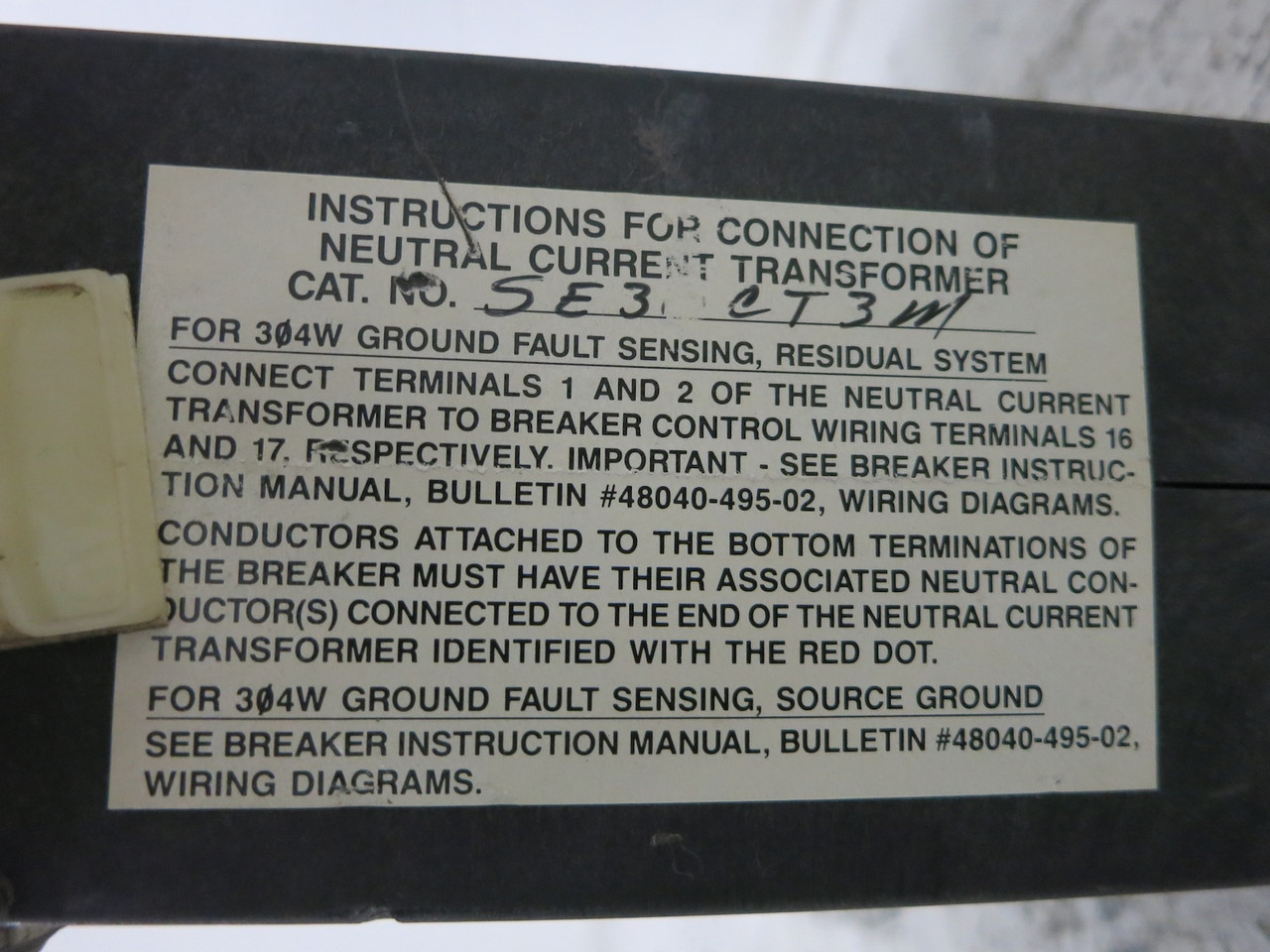 Square D 48162-142-50 SE Neutral Current Transformer Sensor Micrologic SE30CT3M (DW7669-1)