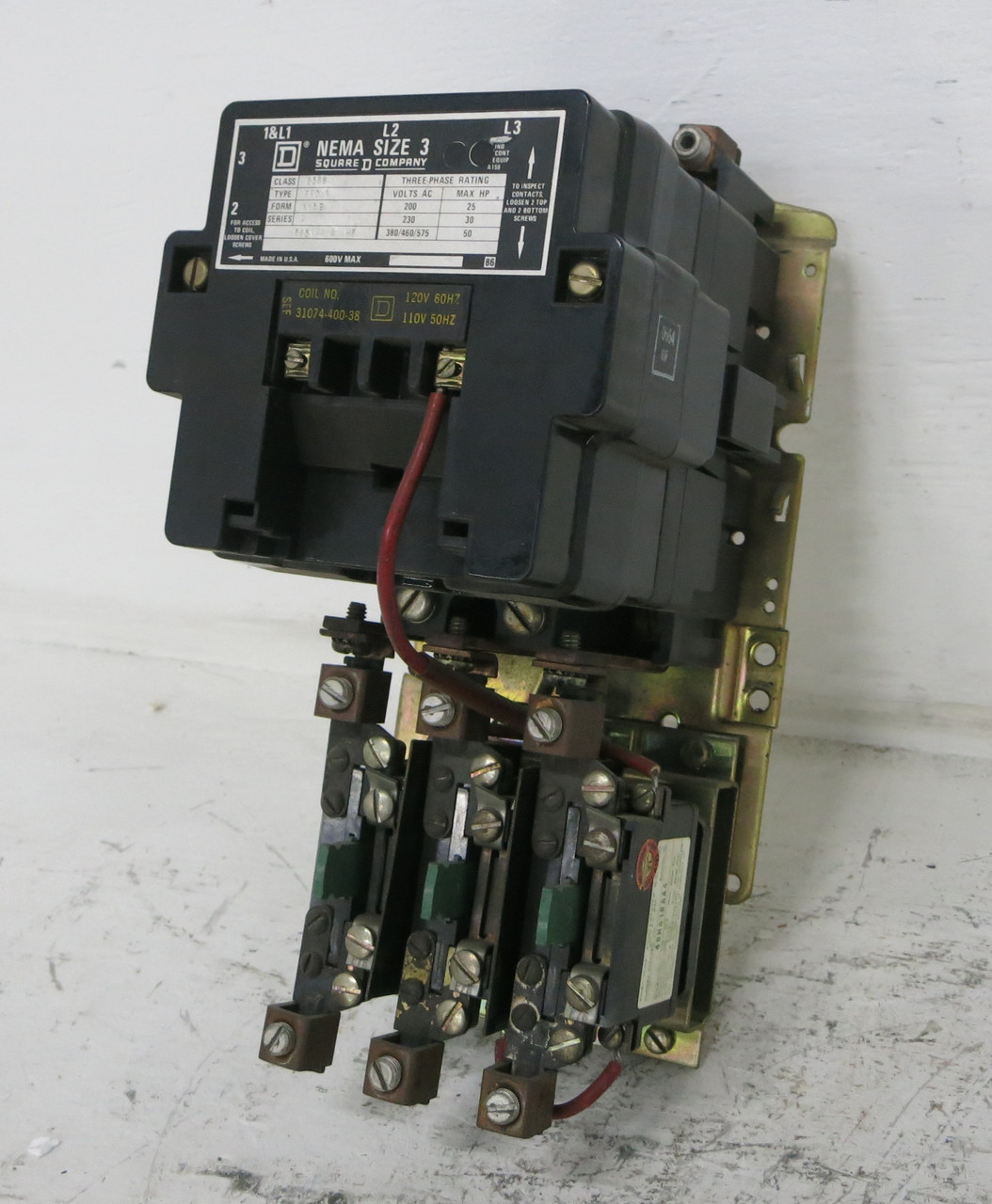 Square D 8536SEO1-SY59 Size 3 Motor Starter 120V Coil 48HA18AA4 Overload 8536SE0 (DW7665-2)