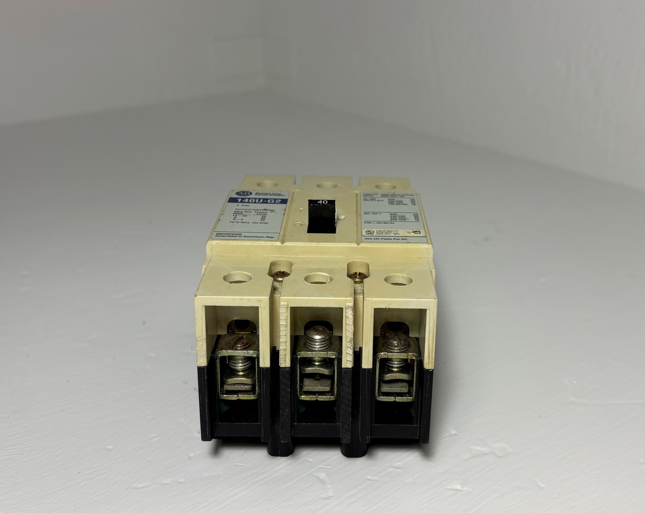 Allen-Bradley 140U-G2 40A Circuit Breaker 480V 3P 140UG2 40 Amp A-B HACR (EM5696-3)