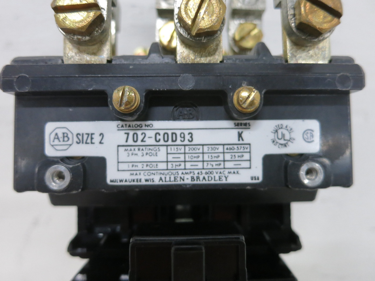 NEW Allen Bradley 702-COD93 Size 2 Motor Contactor 120V Coil 25 HP 45A 702-C0D93 (DW7693-1)