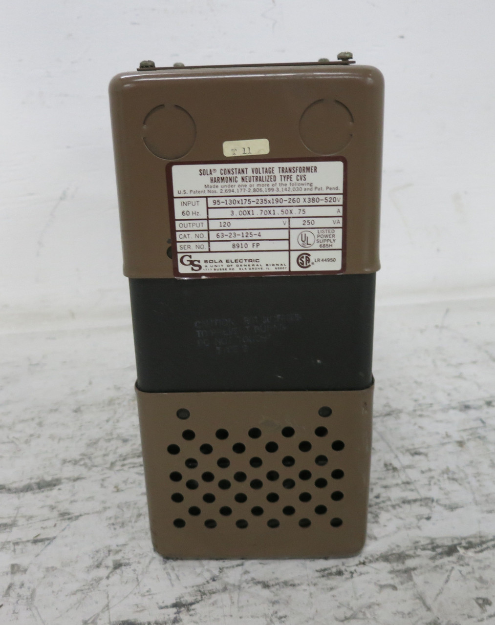 SOLA CVS 63-23-125-4 250VA Constant Voltage Transformer 120V MCR Power Regulator (DW7696-1)