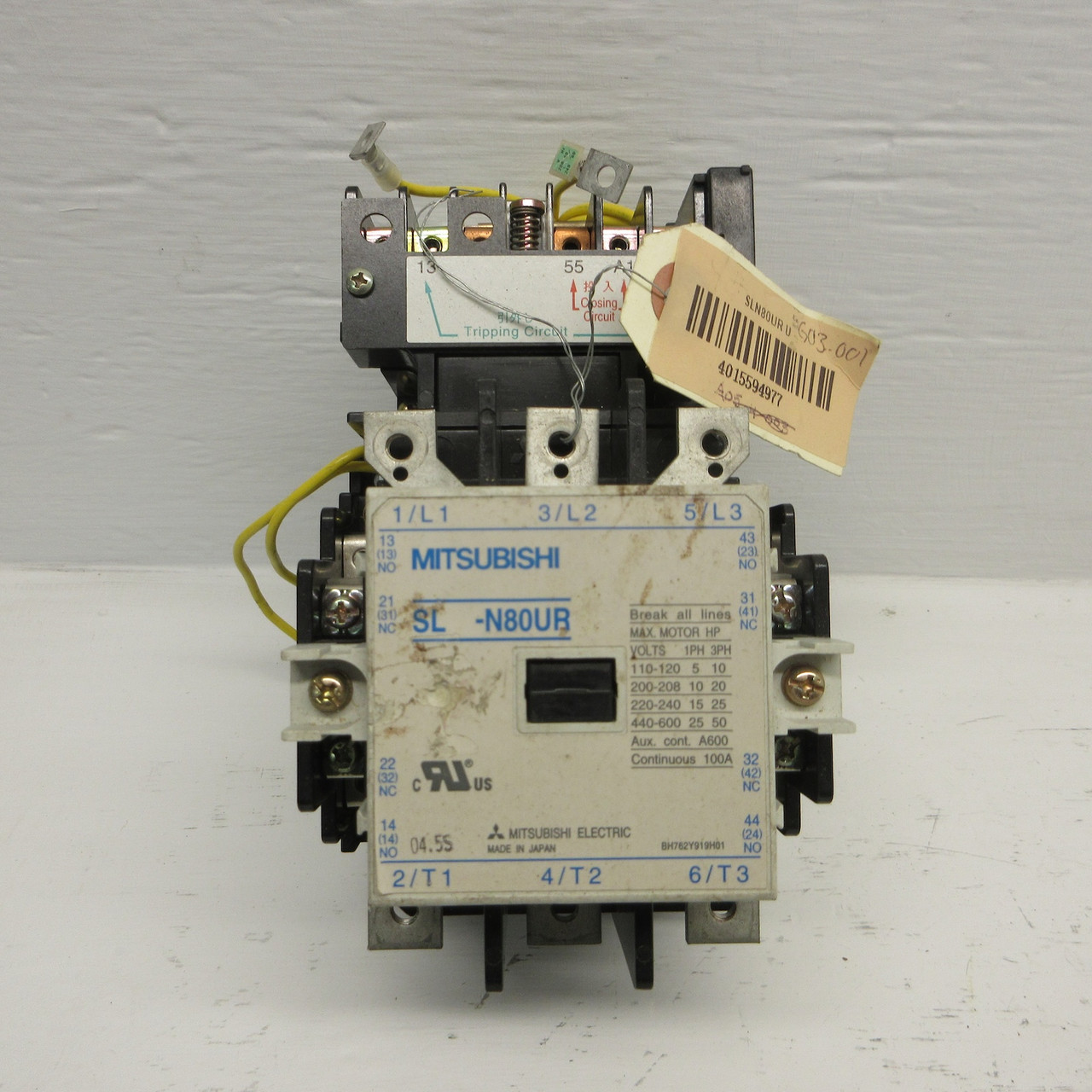 Mitsubishi SL-N80UR Motor Contactor 100 Amp 600V 50HP 240V Coil 3P 100A 3PH (AH0819-1)