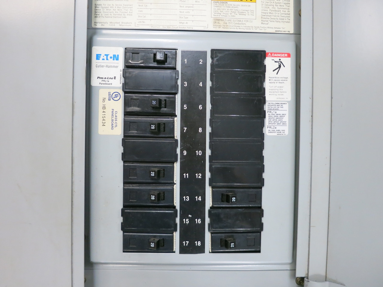 Eaton 150A 240V PRL-1a Main Breaker Panel Board 3PH 4W 150 Amp Pow-R-Line ED3150 (DW7710-1)