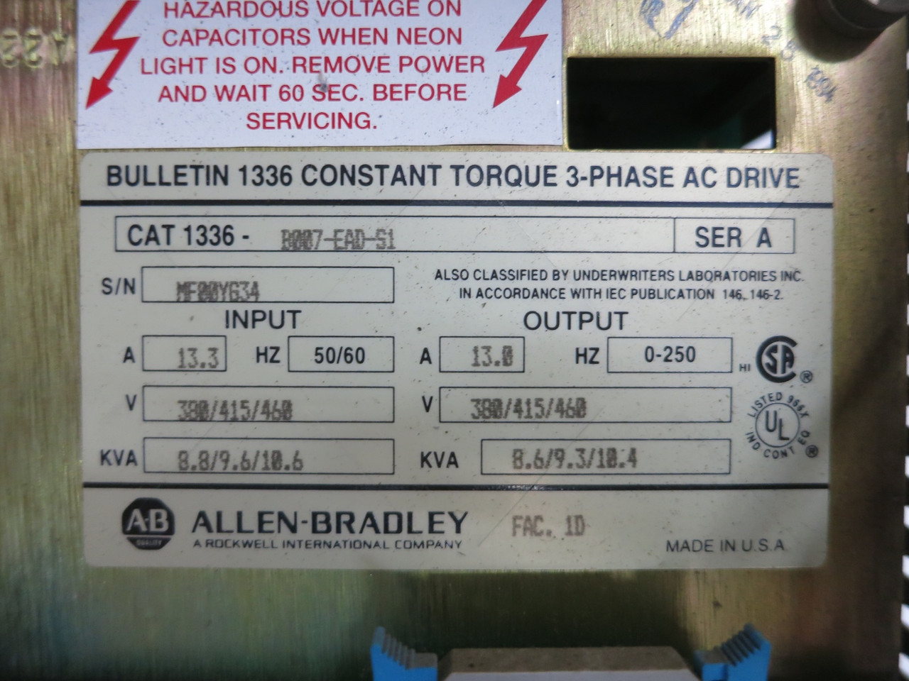 Allen Bradley 1336-B007-EAD-S1 7 HP AC VS Drive 460V 13A Variable Speed VFD 460 (DW7705-1)
