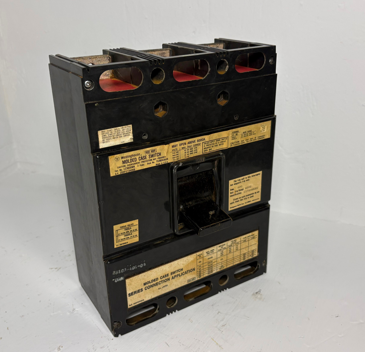 Westinghouse LC3600WK 600A Molded Case Switch 600 Amp 3 Pole 480/600V (EM5718-2)