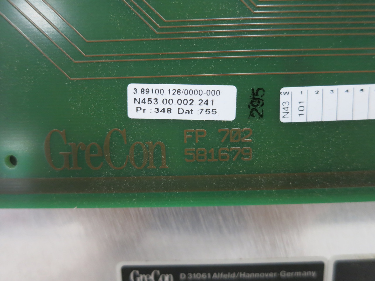 GreCon CC700 Display 4184 FP 702 581679 Control Panel Board Operator Interface (DW7727-1)