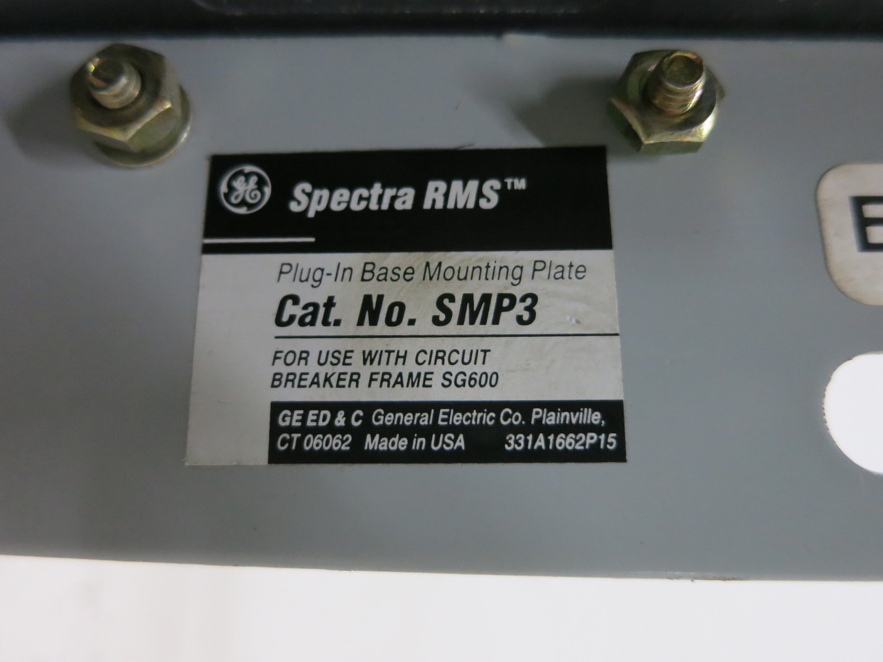 GE SGPC1 Spectra Plug-In Mounting Base SMP3 Plate for SG600 RMS 600A 600 Amp SLS (DW7733-11)