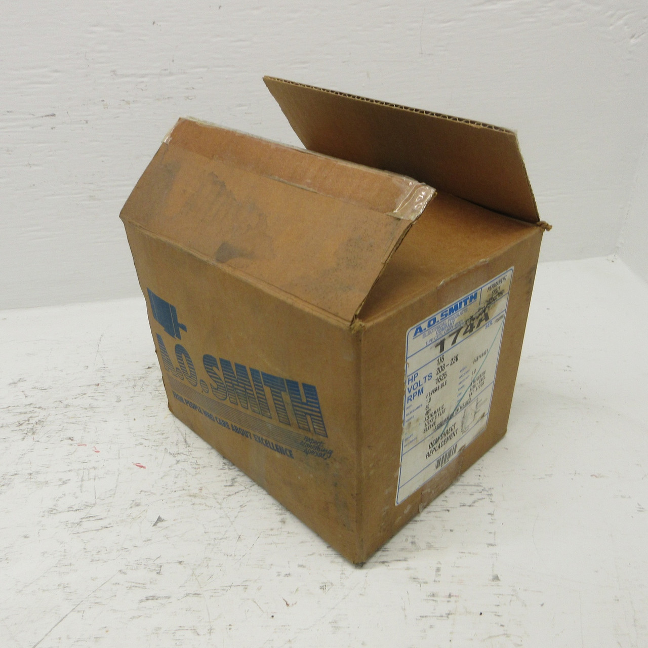 NEW A.O. Smith 174A Motor 1/6HP 208-230V 1625 RPM Reversible F48Y44A01 1 Amp NIB (AH0837-1)