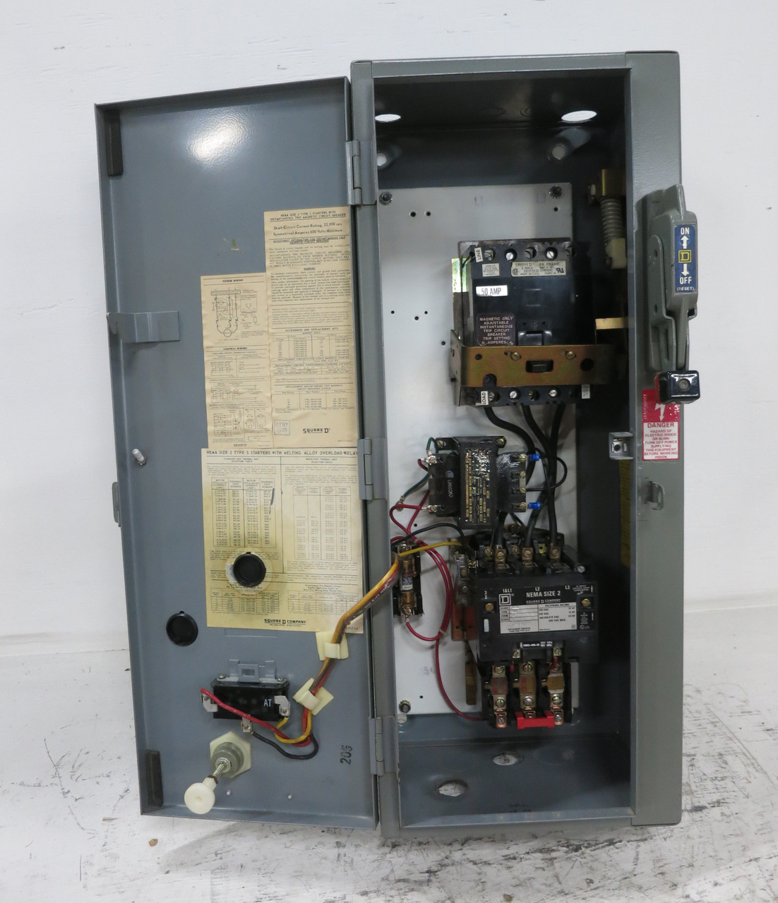 Square D 50A Breaker Size 2 Starter Combination Box 50 Amp Combo 8536SDO1S 8538 (DW7742-1)