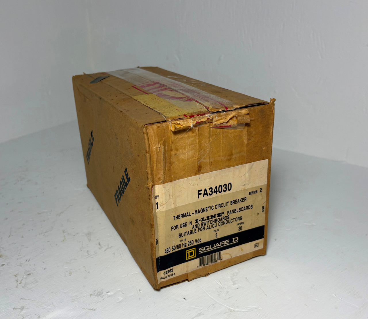 NEW Square D I-Line FA34030 30A Circuit Breaker 480 VAC Type FA S2 30 Amp NIB (EM5728-1)