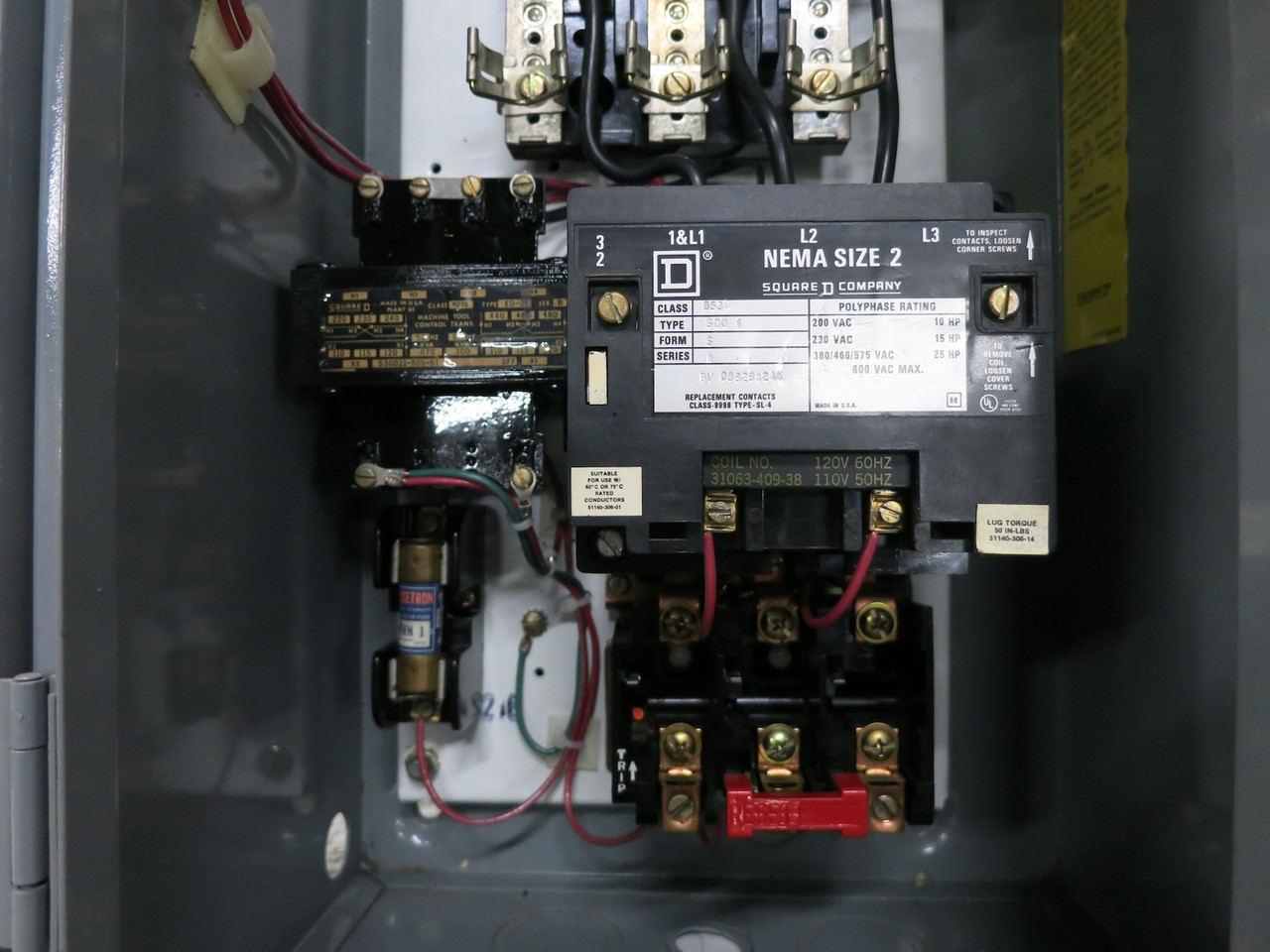 Square D 60A Fusible Size 2 Starter Combination Box 60 Amp Combo 8536SDO1S 8538 (DW7755-1)