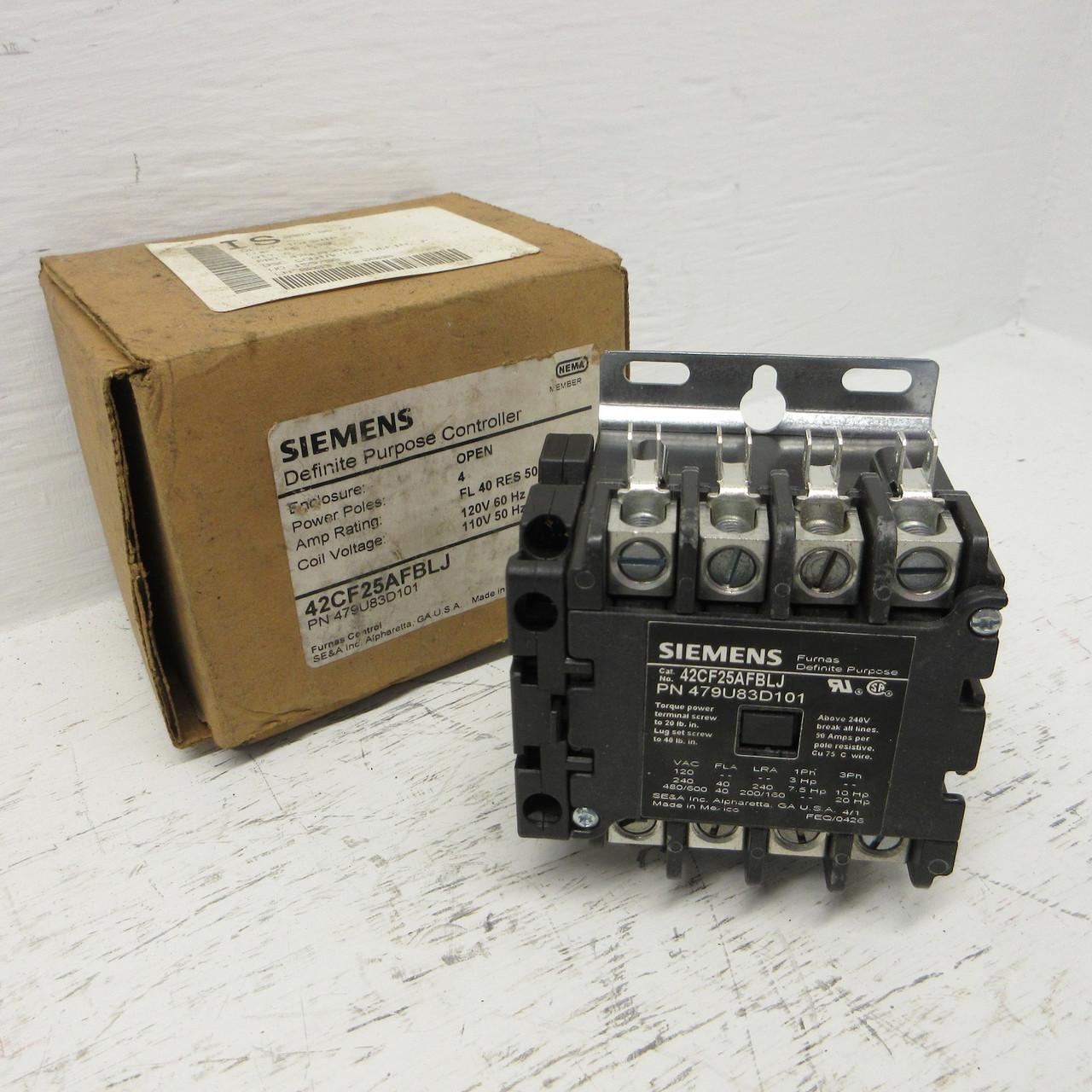 Image of NEW Siemens 42CF25AFBLJ 479U83D101 Furnas Definite Purpose Contactor 4 Pole 3PH