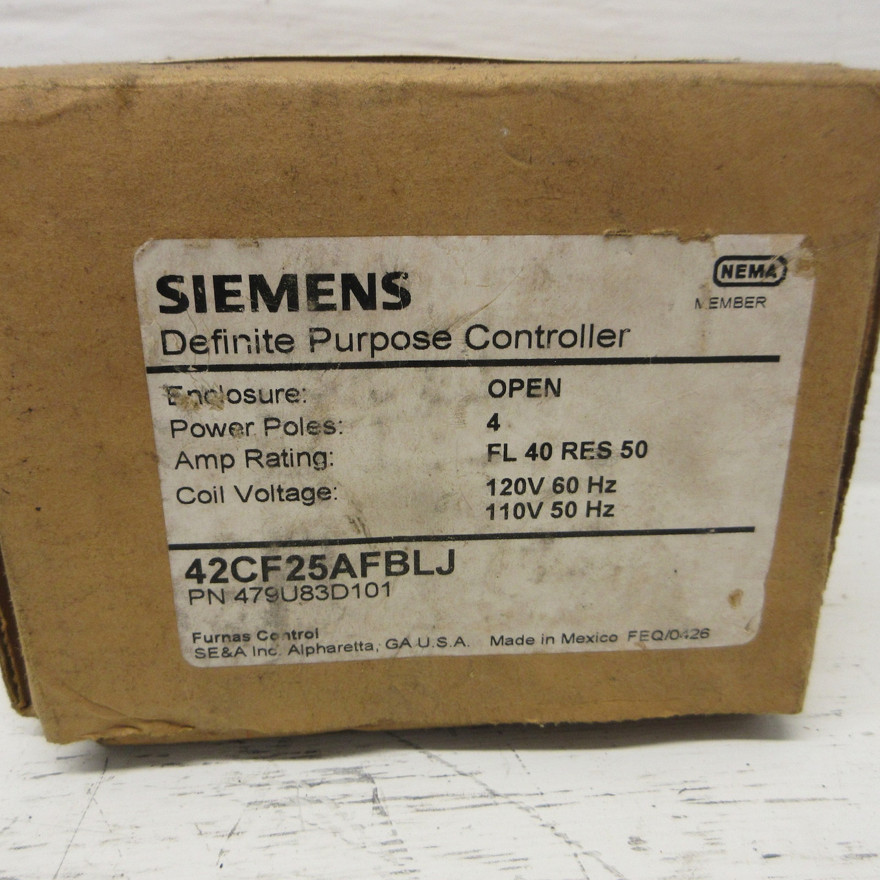NEW Siemens 42CF25AFBLJ 479U83D101 Furnas Definite Purpose Contactor 4 Pole 3PH (AH0856-1)