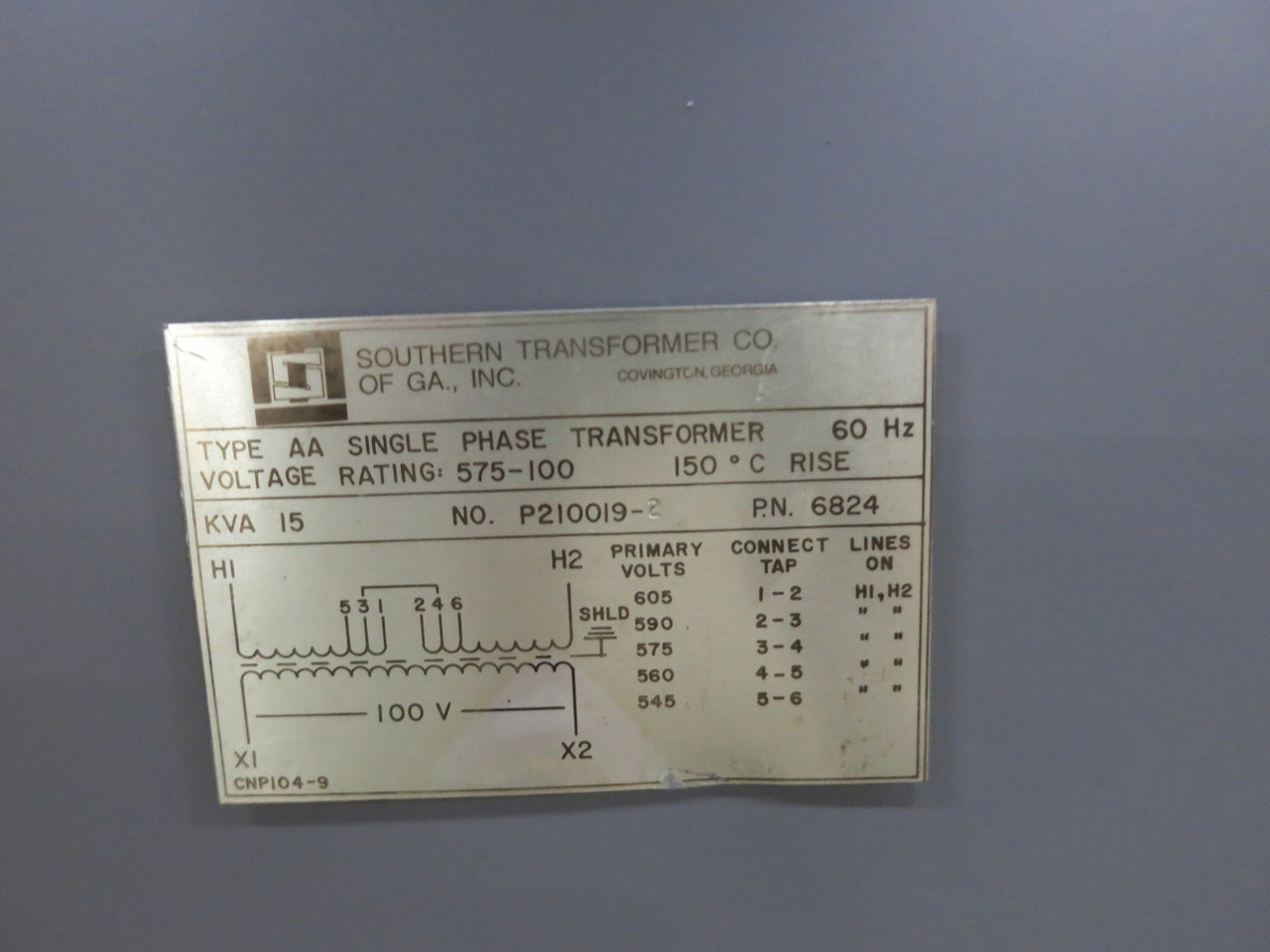 Southern 15 kVA 575 - 100 V 1PH Dry Type Transformer 575V - 100V Single Phase 3R (DW7760-1)
