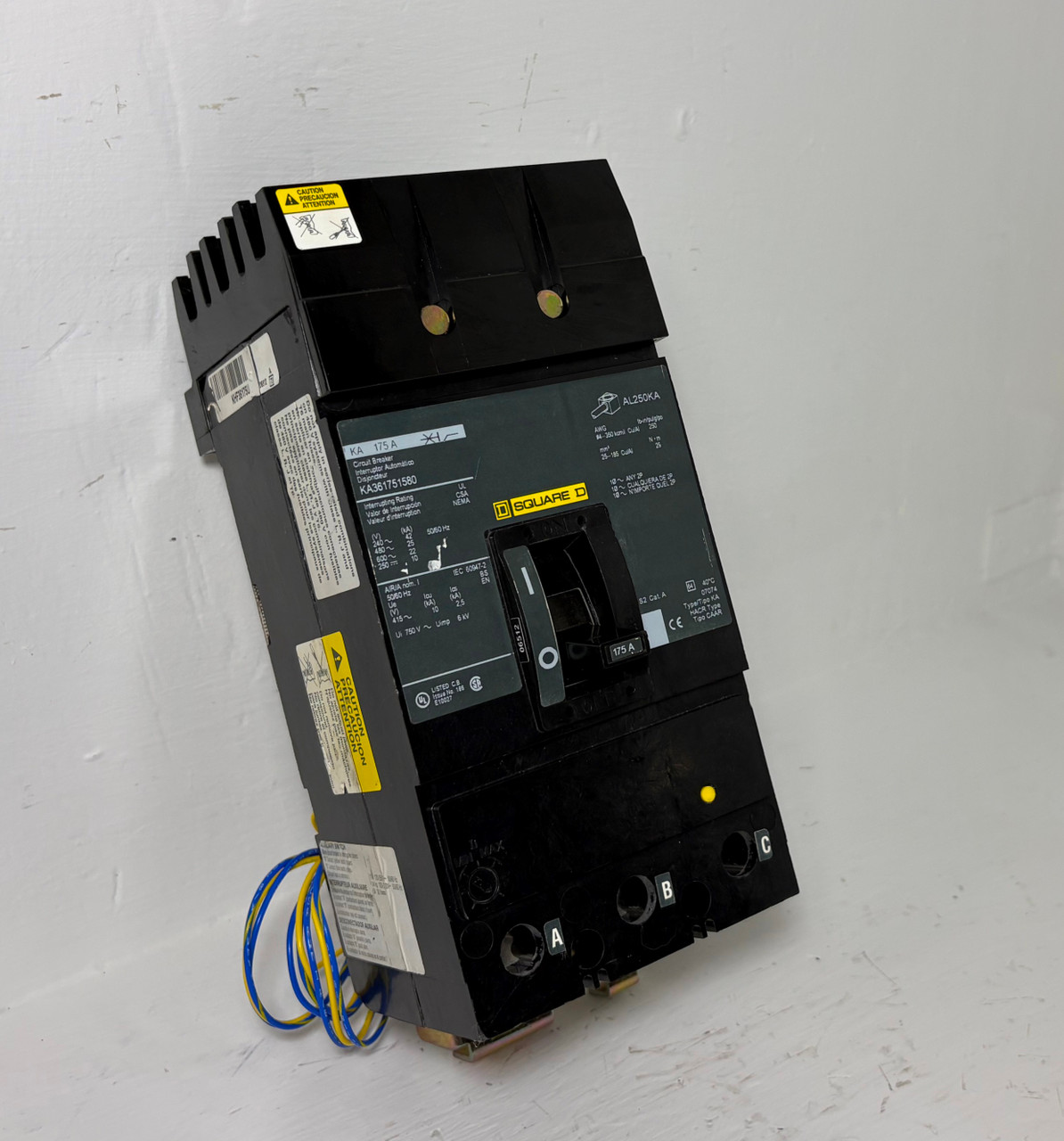 Image of Square D I-Line KA361751580 175A Circuit Breaker Green Label w Aux & UVR 175 Amp