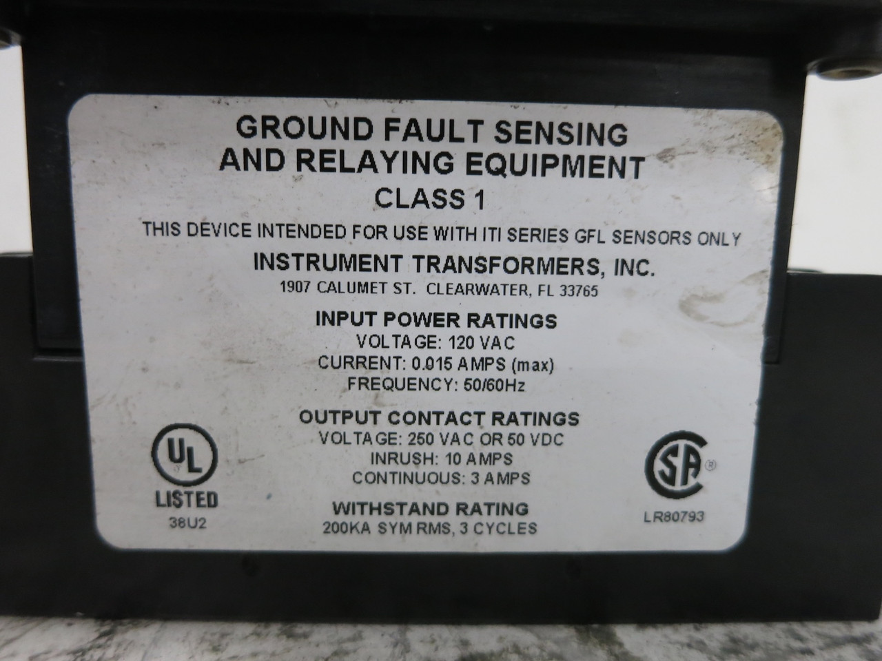 GE Multilin BGFL-157-60 Ground Fault Relay BGFL157-60 ITI GFL Sensor BGFL15760 (DW7779-1)