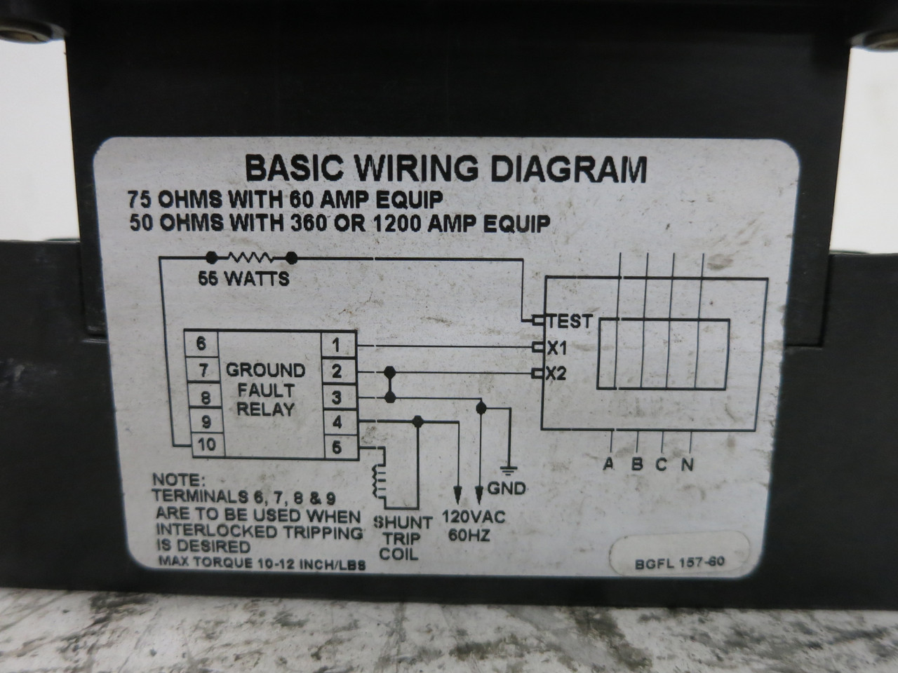 GE Multilin BGFL-157-60 Ground Fault Relay BGFL157-60 ITI GFL Sensor BGFL15760 (DW7779-1)