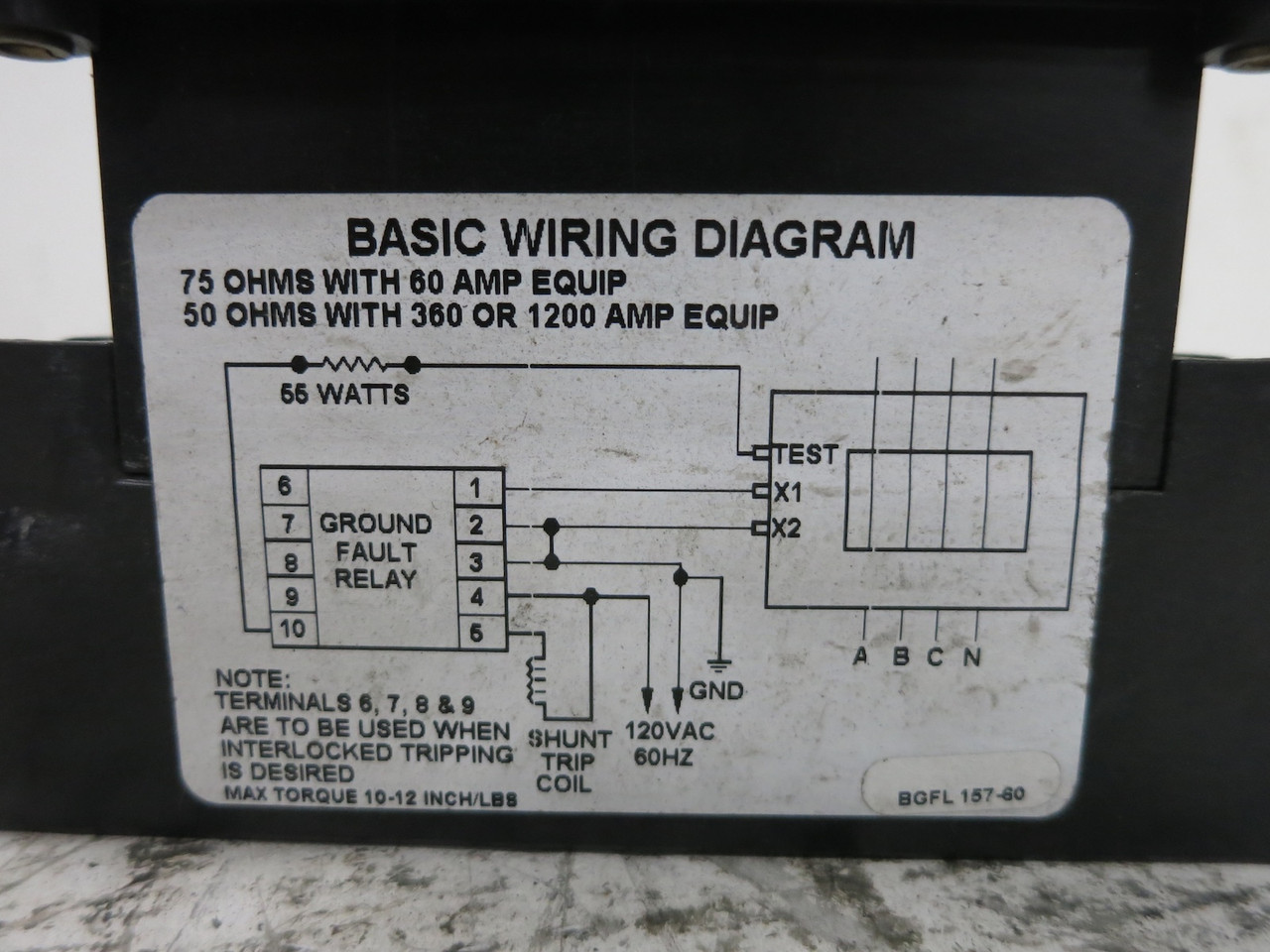 GE Multilin BGFL-157-60 Ground Fault Relay BGFL157-60 ITI GFL Sensor BGFL15760 (DW7779-1)