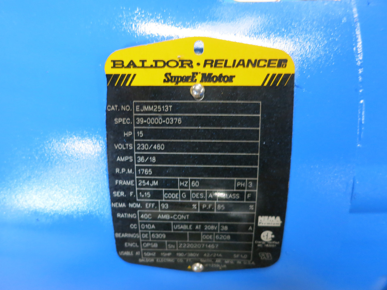 Thrush In-Line Centrifugal Pump 15 HP Motor Baldor EJMM2513T 5x5x9A-TV2g (DW7785-3)