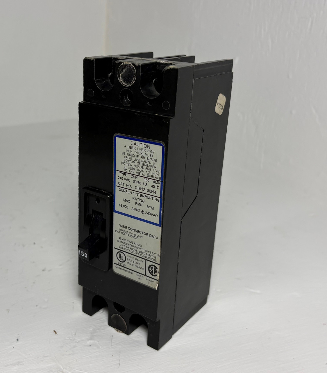 Cutler-Hammer CHH2150H4 150A 2P Circuit Breaker 240 VAC 2 Pole Type CHH 150 Amp (EM5743-3)