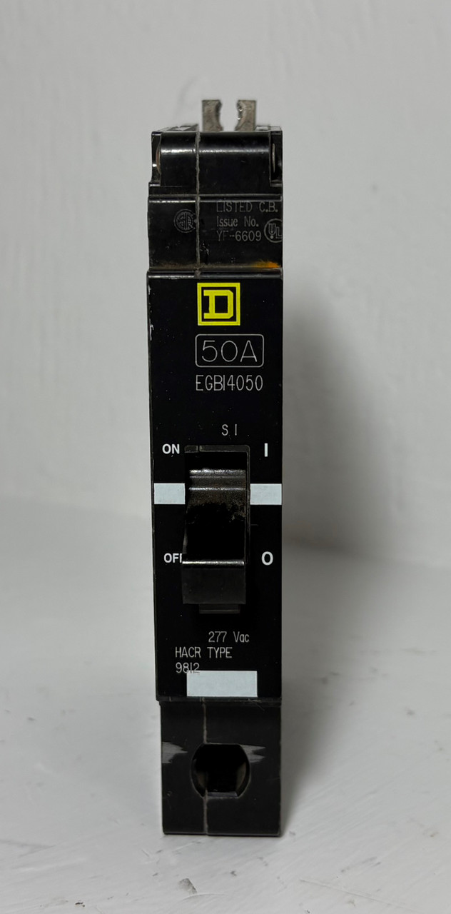 Square D EGB14050 50A 1P Circuit Breaker 277 VAC EGB 50 Amp 1 Pole YF-6609 HACR (EM5745-1)