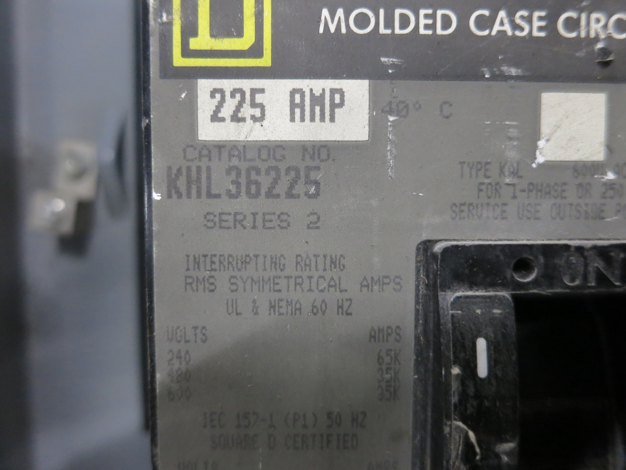 Square D KA225AWK 225A Circuit Breaker Enclosure Ser E3 KHL36225 225 Amp 12 / 3R (DW7792-2)
