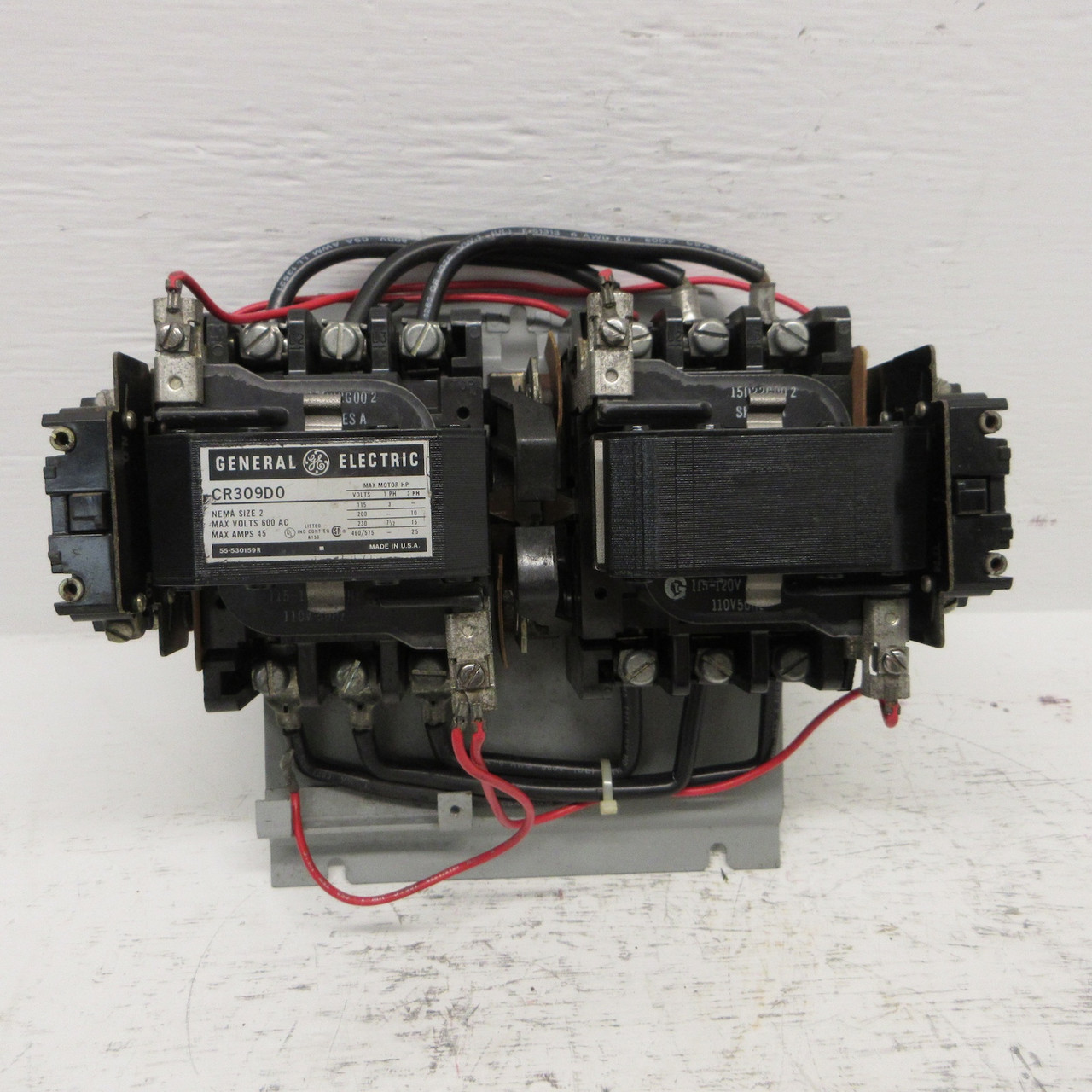 GE CR309D0 Size 2 Reversing Contactor 45A 600VAC 25HP 120V Coils CR309DO 3PH Sz2 (AH0872-1)