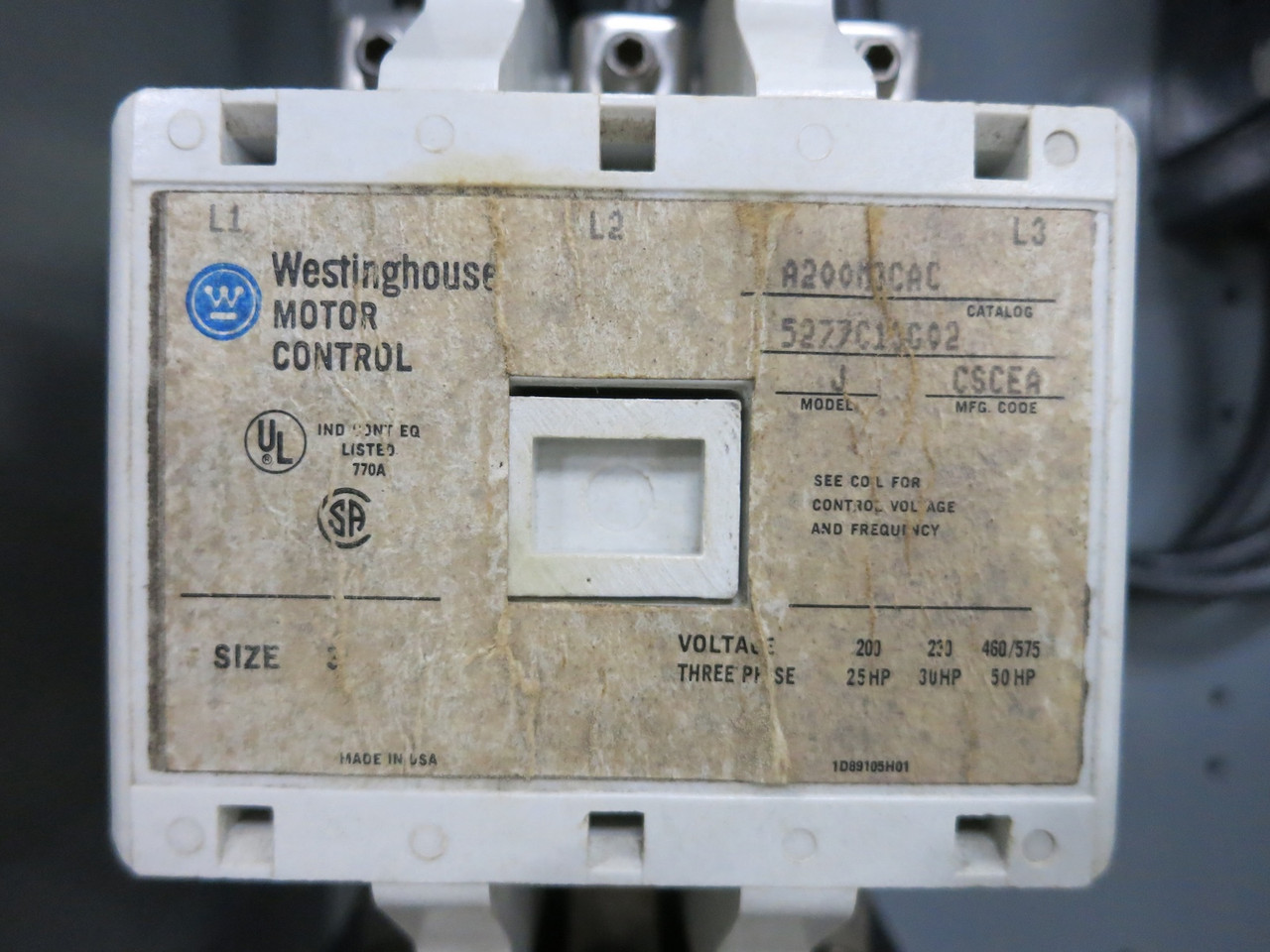 Westinghouse Size 3 Starter 100A Breaker Combination Combo Box 100 Amp A200M3CAC (DW7796-1)