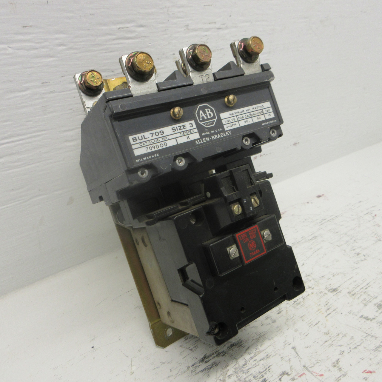 Allen Bradley 709DOD Size 3 Contactor 110/120V Coil 73A86 50HP 3P 709-DOD 709D0D (AH0891-2)