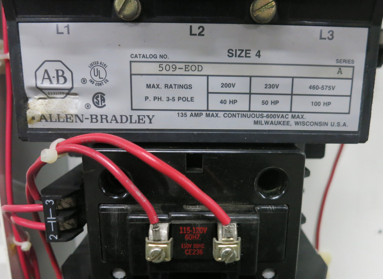 Allen Bradley 2100 Centerline Size 4 Starter 200 Amp Fusible 46" MCC Bucket (BJ1066-2)