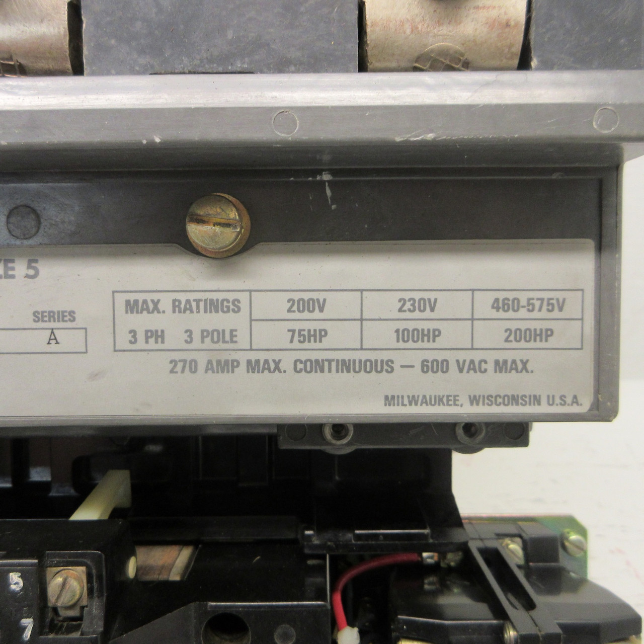 Allen Bradley 509-FOB Size 5 Motor Starter 460-480V Coil 200HP 270A 600VAC 509-F0B (AH0904-1)