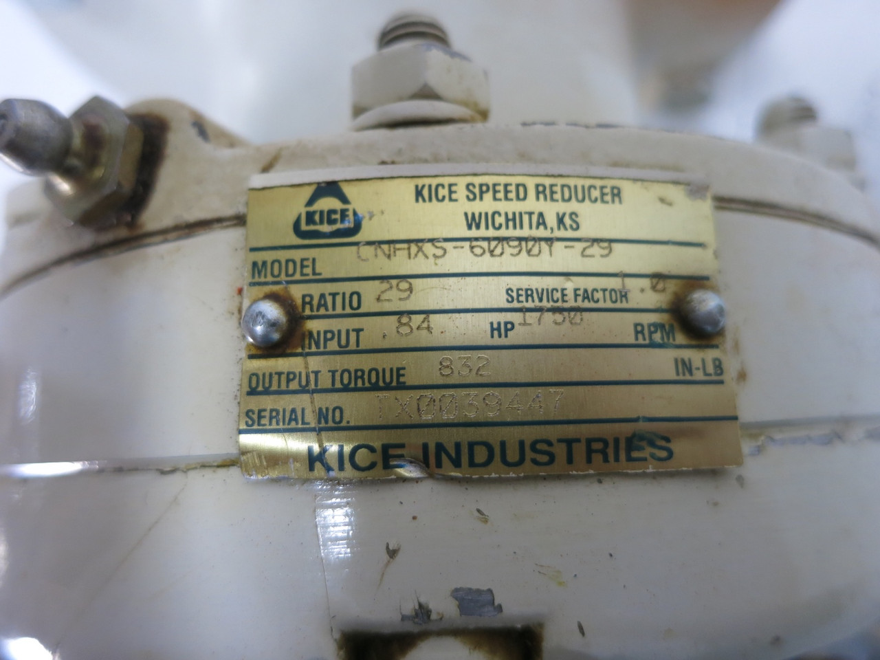Baldor VEM3546 1 HP AC Motor w/ Kice CNHXS Gear Reducer Speed Ratio 29 832 in/lb (DW7827-1)