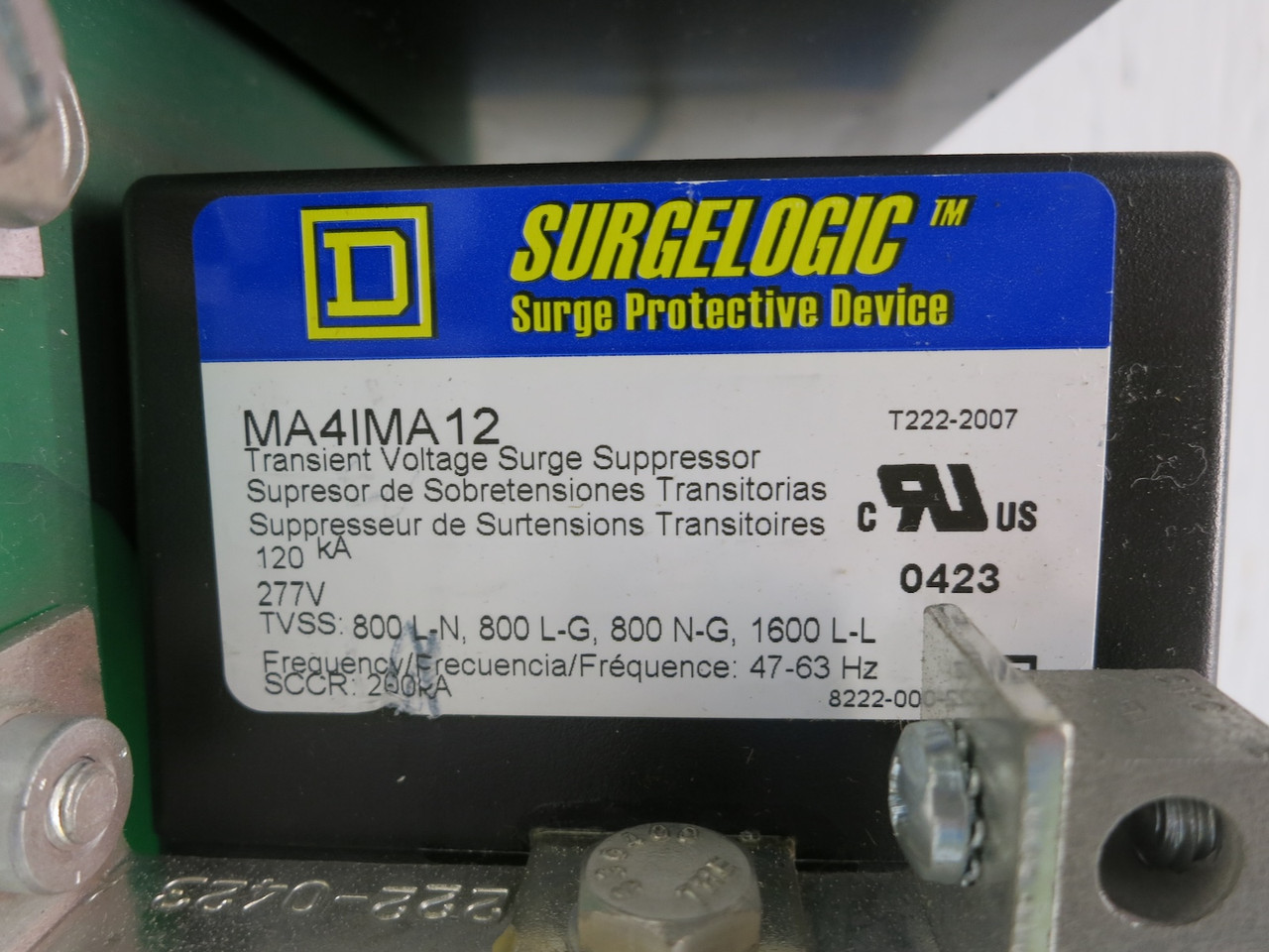 Square D T222-1210 SurgeLogic Voltage Surge Suppressor MA4IMA12 IMA TVS3DSPVC (DW7834-1)