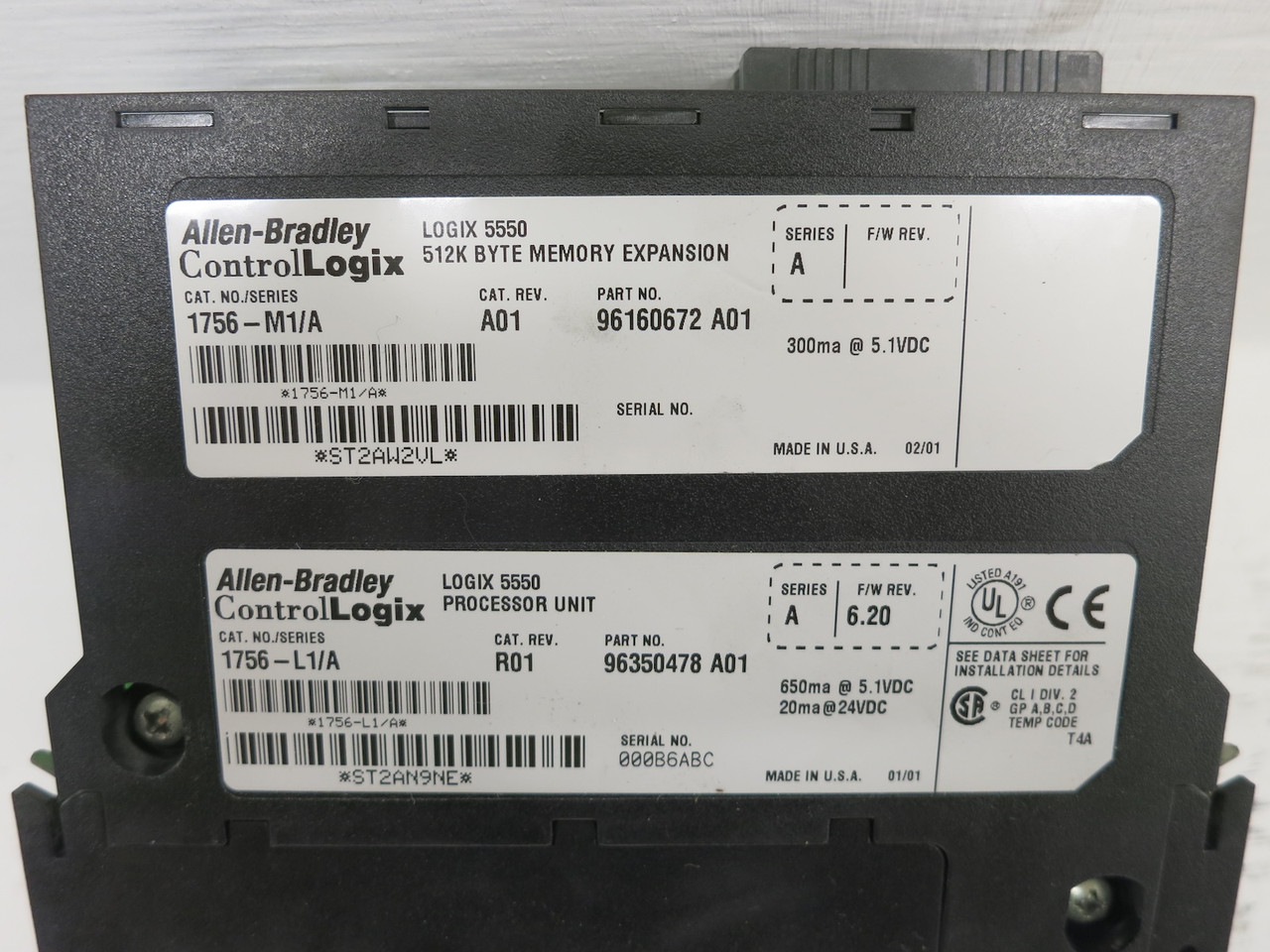 Allen Bradley 1756-A17/B ControlLogix PLC Rack 1756-PA72/B PS + 1756-L1/A CPU (DW7848-1)