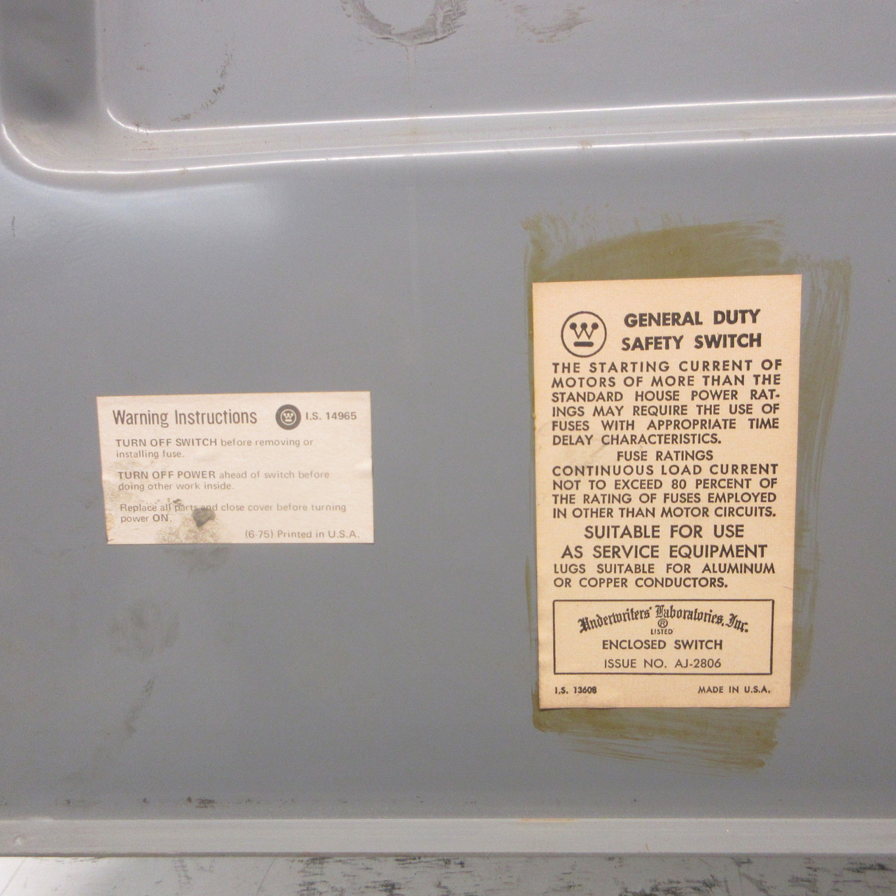 Westinghouse GF-424N General Duty Fusible Safety Switch 200A 240V 3PH 4W 200 Amp (AH0920-1)