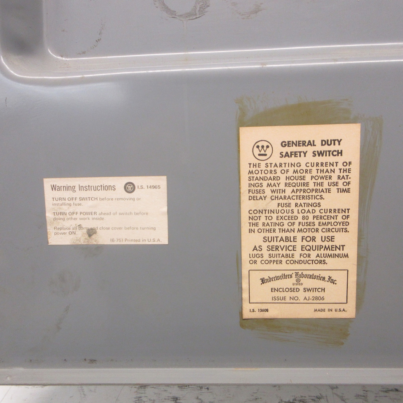 Westinghouse GF-424N General Duty Fusible Safety Switch 200A 240V 3PH 4W 200 Amp (AH0920-1)
