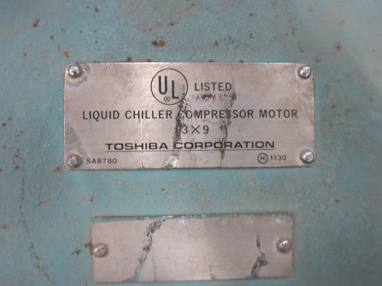 Toshiba 386 HP 460V AC Chiller Compressor Motor 3600 RPM TIKK DCKL1 447TDZ DP (DW7860-1)
