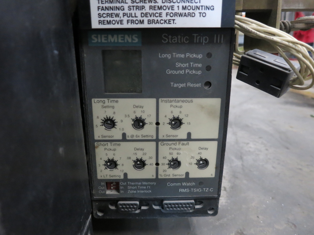 Siemens RLF-2000 2000A Air Breaker LSIG Static Trip III RMS-TSIG-TZ-C 2000 Amp (DW7863-3)