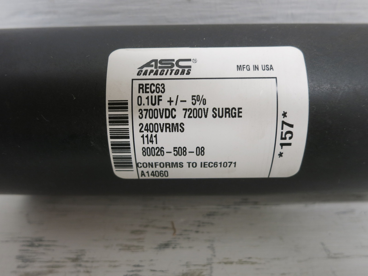 ASC 80026-508-08 REC63 Snubber Capacitor 0.1uf 3700 VDC 7200V Surge 2400V RMS (DW7871-4)
